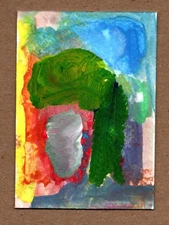 ACEO Original Painting Abstract Surreal Outsider Art Mixed Media OOAK