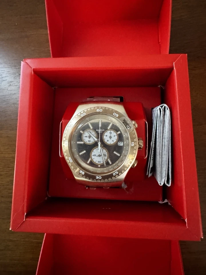 Swatch Irony ROSALONA 47mm Rose Gold The Chrono Chronograph Swiss watch YOG408G - Image 2 of 4