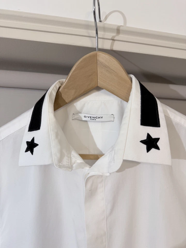 Size 41 Givenchy Star & Stripe Embroidered Shirt Long Sleeve Man White Cotton L - Image 2 of 4