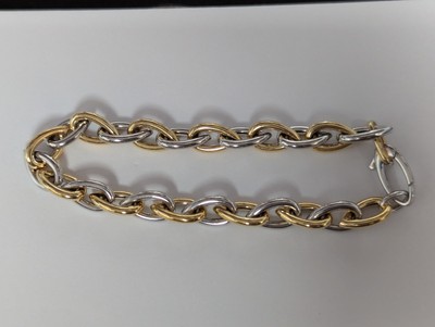 Silver And Gold Plated Pear Shape Link Alternating With Trigger Clasp 