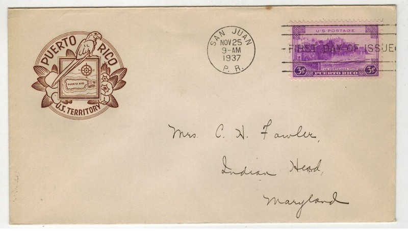1937 PUERTO RICO 801-67 FDC FARNAM SAN JUAN