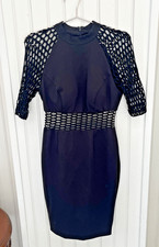 Jovani sz 4 Sheer Panel Knit Cocktail Dress Evening Stretch Luxury Party