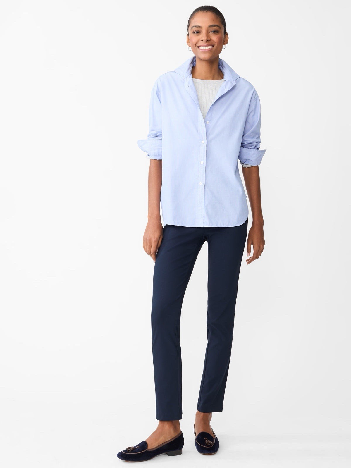 J. McLaughlin Marie Pants Straight Leg Cropped Stretch Women 8 Winter Navy