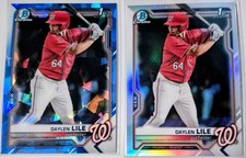 2021 Bowman Chrome Draft Daylen Lile 1st Bowman Lot (2) - Sapphire & Refractor