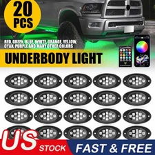 20x RGB LED Pods Rock Light Kit Underbody Glow Neon Lamp Bluetooth Music Control