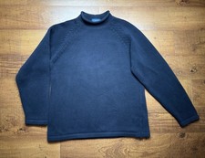 Vintage 90s J Crew Roll Neck Sweater Mens Small Cotton Navy Fisherman Knit