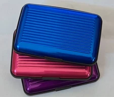 Aluminum Credit Card Holder Small RFID Blocking Wallet **Pink, Blue, or Purple