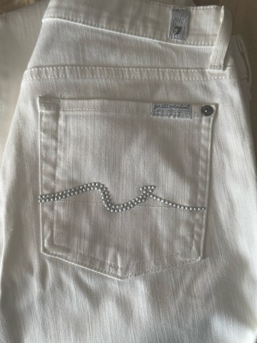 Pantalones de mezclilla elásticos casi blancos 7 For All Mankind talla: 27 - Imagen 4 de 8