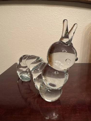 Vintage Steuben Crystal Caterpillar designed by Paul Yenawine Signed Janz ‘87