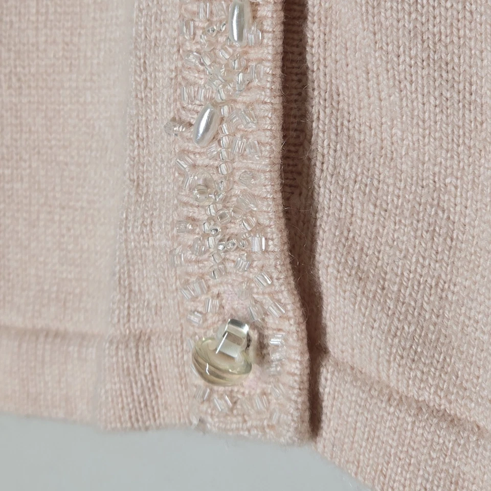 Nuevo con etiquetas Cárdigan Pendleton Rosa Con Cuentas Seda Cachemira Suéter Preppy Cottagecore Foto 4 de 4
