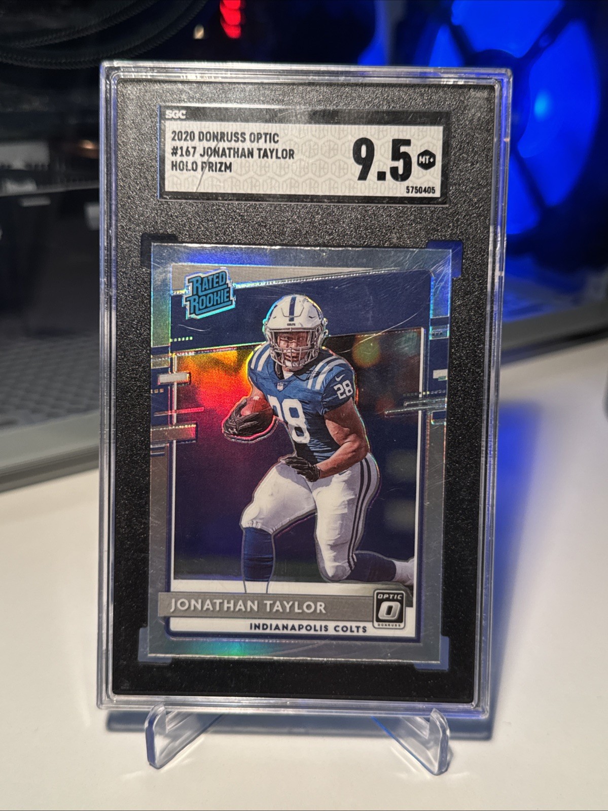 2020 Panini Optic Jonathan Taylor #167 Rated Rookie Holo Prizm RC Colts SGC 9.5