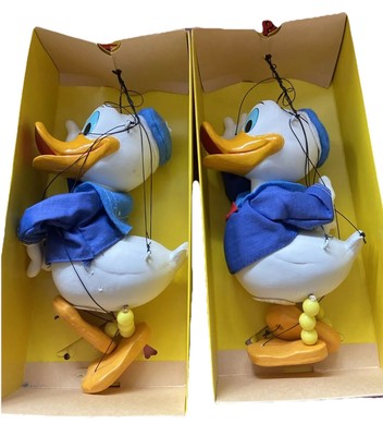 2x Disney DONALD DUCK Pelham Puppen in Schachtel handgefertigt Marionette 8 Zoll STERN AUF HUT