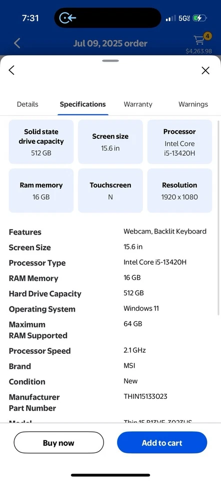 msi gaming laptop i5 16gb ssd - Image 4 of 4