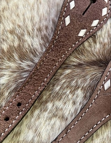 Pair Adult Size Roughout Leather Buckstitched Edges Western Spur Straps - Picture 5 of 5