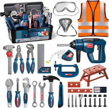 Tool Set with Tool Box  Electronic Toy Drill, Pretend Play Kids Construction Ki