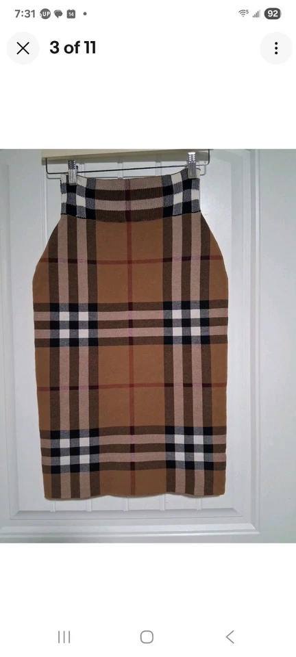 Burberry KAMMIE Nova Check Pencil Midi Skirt Birch Brown Small S - Image 3 of 4