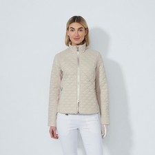 Daily Sports Quilt Front + Back Fancy Padded Golf Jacket Raw Beige M 10/12 New