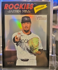 2026 Topps Heritage Jaden Hill Black Border 57/77 #26 Colorado Rockies + Base