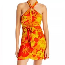 NWT Faithfull the Brand Odette Surfs Up  Halter floral print mini dress Size 2