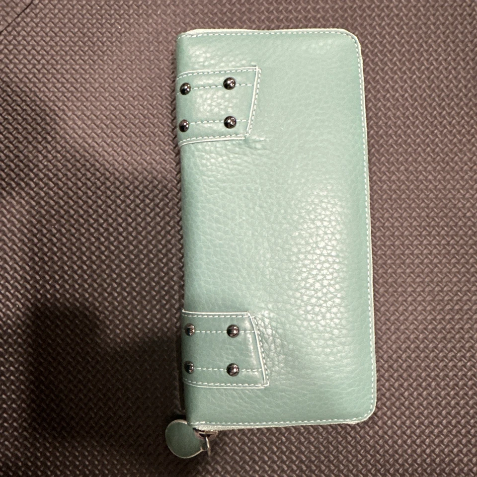 Cartera sin asas de cuero para mujer Cole Haan con cremallera verde/verde azulado Foto 2 de 4