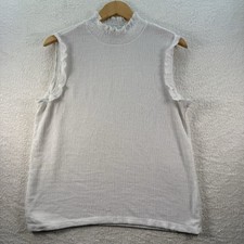 Pieces Sleeveless Tank Top Colour White Size Large High Neck Frill Neck & Arm