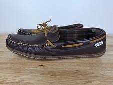 L.L. Bean Slippers Moccasins Brown Leather Shearling Lining Men  s Size 11 Medium