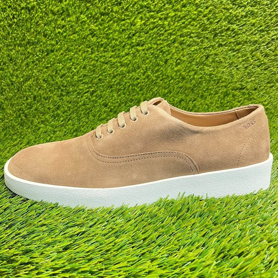 Hugo Boss Clay Tennis Sd Para Hombres Talla 13 Beige Informal Clásico Gamuza Zapatos Tenis Foto 3 de 4