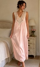 Vtg. Christian Dior Lingerie Pink Nightgown Size Petite pre-owned