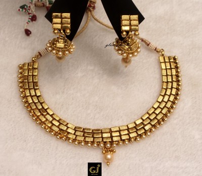 Indian Gold Polki Necklace Jewelry Set 