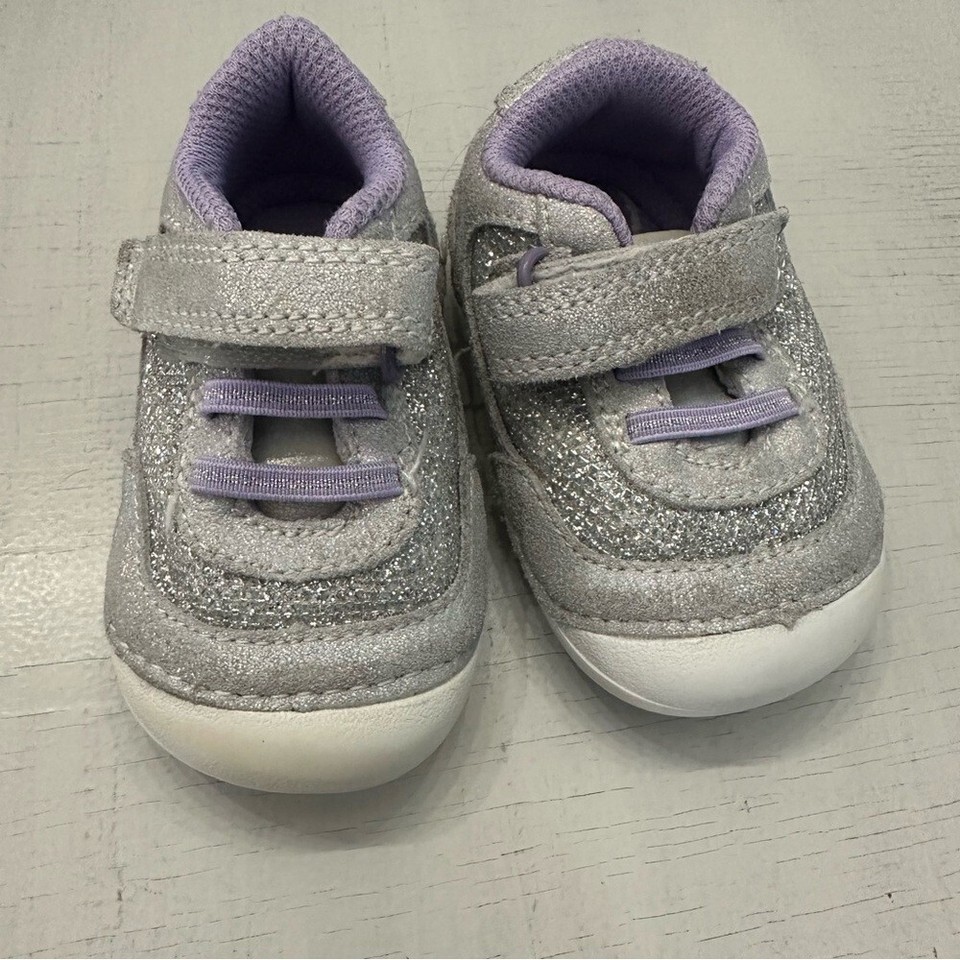 Stride Rite SM Jazzy Toddler Gray & Purple Strap Tennis Shoes Size 3W