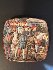 Vintage Rare Italian Tray Red Velvet Back Picture Medici Family Collectors Item