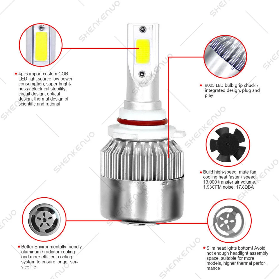 Faro LED 6000K para Chrysler Sebring sedán de 4 puertas 2007-2010 - 6 piezas + bombilla antiniebla Foto 3 de 4