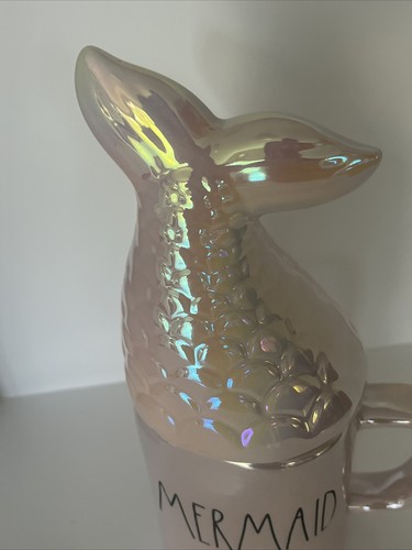 Rae Dunn MERMAID HAIR DON'T CARE Iridescent Double Sided Mug W Tail Topper Pink - 第 2/6 張圖片