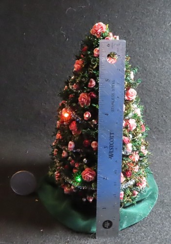 Cantina Day of Dead Christmas Tree Pink Roses Skulls Multi Lights 1:12 OOAK 4554 - Picture 11 of 11