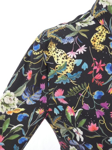 Dante 6 Shirt bunt Dschungel Blumen Vogel Leopardenmuster lila Paspel Rajar XS - Bild 10 von 12