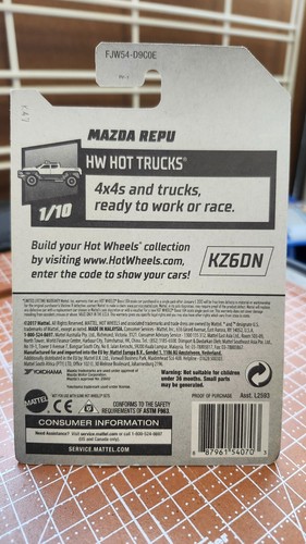 2018 Hot Wheels HW Hot Trucks 1/10 Mazda Repu Truck in Red - Picture 3 of 3