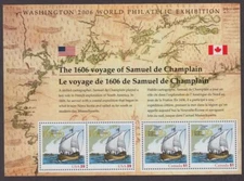 2006 Champlain Exploration 400th 39c Sc 4074a Canada 2156a 51c mint pane of 4