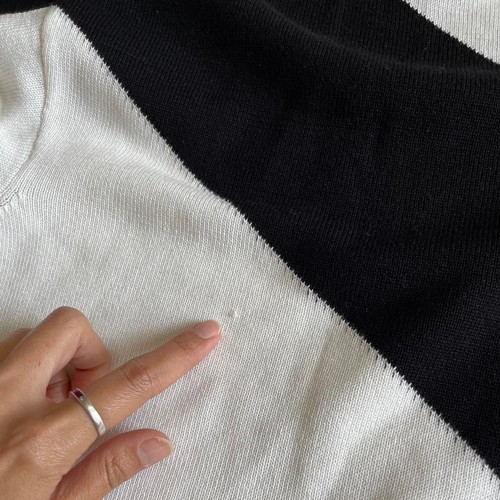 Tommy Hilfiger Colorblock Chevron Sweater Oversized Knit Lilac White Black Sz M - Picture 6 of 8