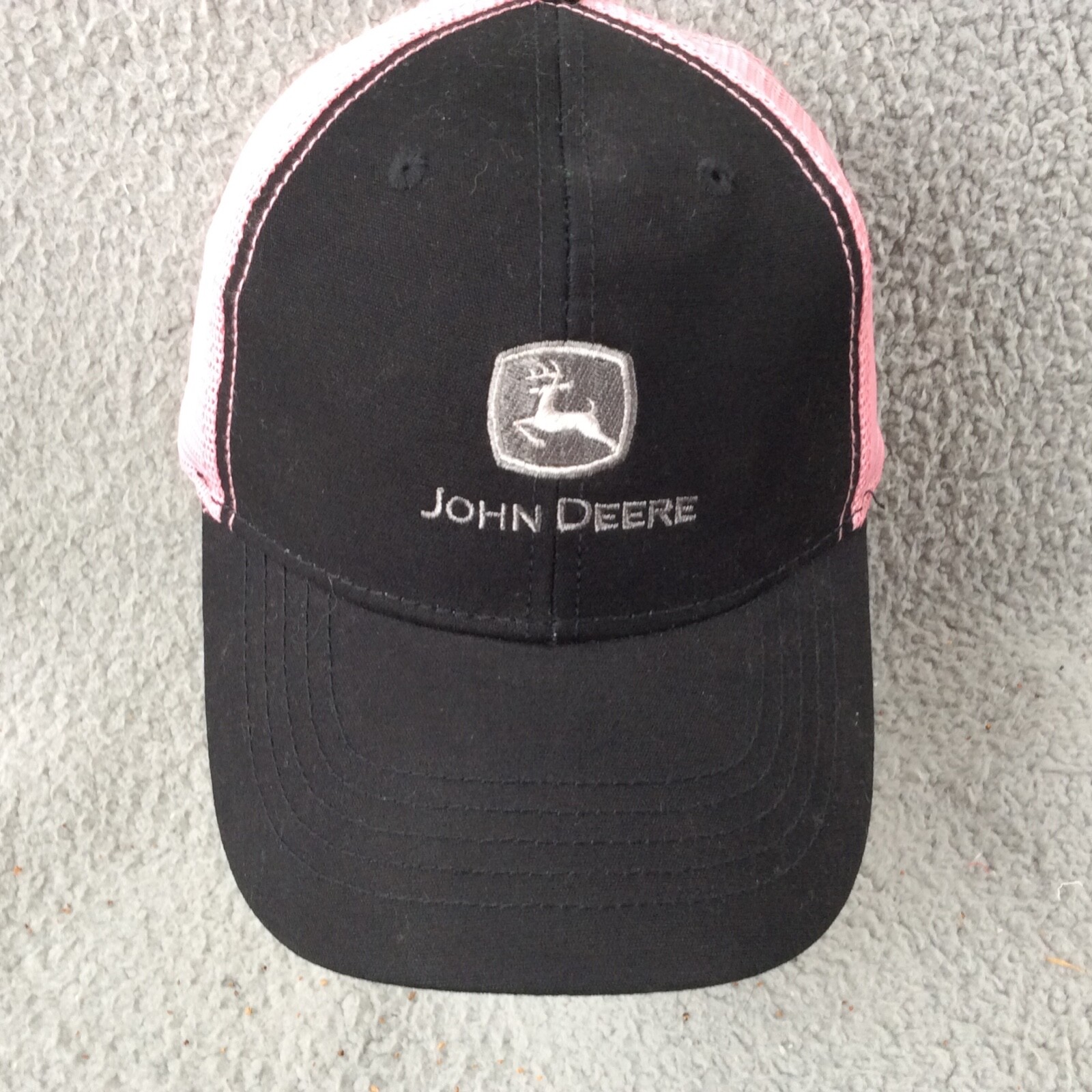 PONY Cappello berretto John Deere nero rosa meshback snapback apertura coda di cavallo nascosto