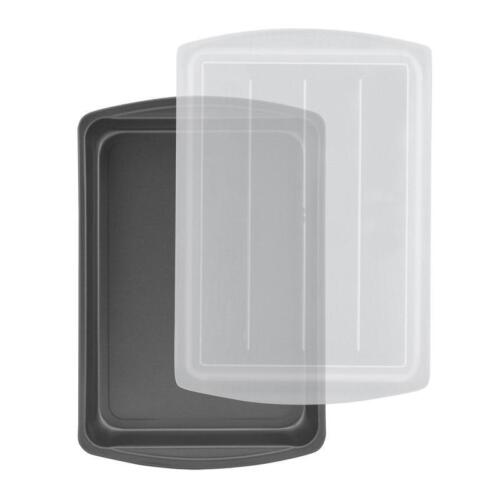 9" X 13" Nonstick Steel Cake Pan W/ Plastic Lid Rectangle Food Storage Container - Picture 4 of 6