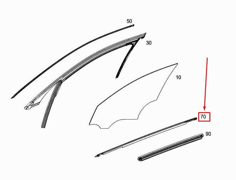 Neu MERCEDES-BENZ E W213 Fensterdichtungsschiene vorne rechts außen A2137200805