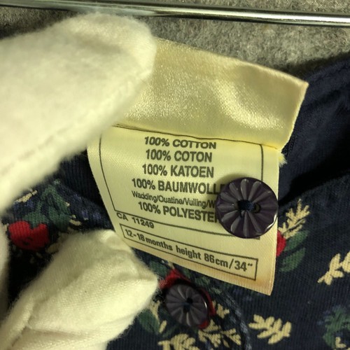 VTG 90s Laura Ashley Baby Girls 12-18M Fleece Floral Jacket Blue Red Cardigan - Picture 10 of 10