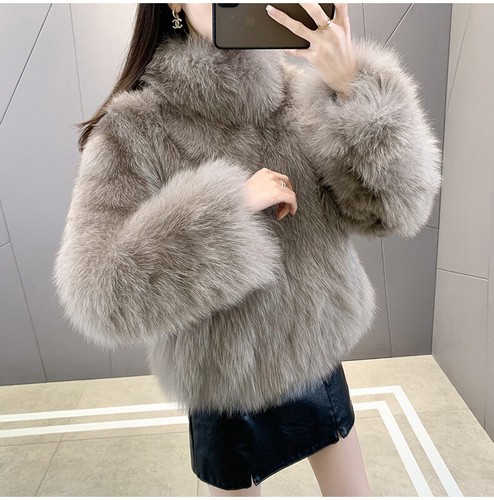 New Winter Imitation Fox Fur Stand Up Collar Coat Women's Short Thick Fur Coat - Picture 11 of 26