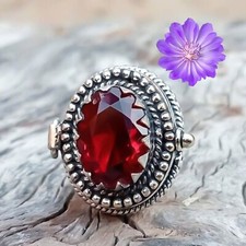 Red Garnet Gemstone 925 Sterling Silver Ring Handmade Jewelry Ring For Gift