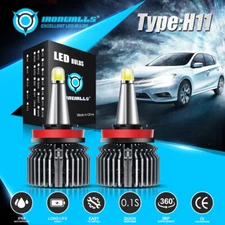 6-Sided H11 LED Headlight Bulbs White 6500K Low Beam Conversion Kit Super Bright