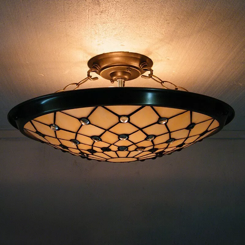 Tiffany semi flush ceiling clearance light