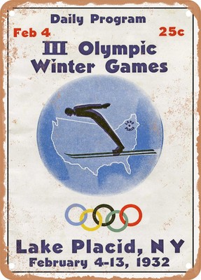 METAL SIGN - 1932 Daily Program III Olympic Winter Games Lake Placid Ny