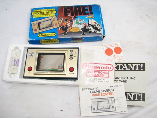 Nintendo FIRE! Rescue Game & Watch Handheld +Box FR-27 Hand Held Pocketsize 1983