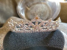 Wedding Mid Crystal Pearl Flower Silver Tiara