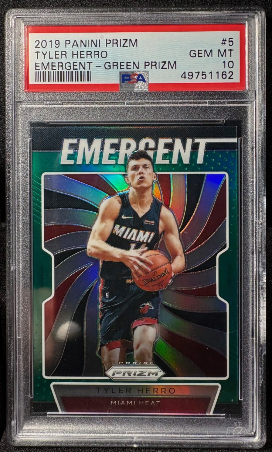 2019 Prizm Emergent Green #5 Tyler Herro ROOKIE PSA 10 - Heat PHENOM!